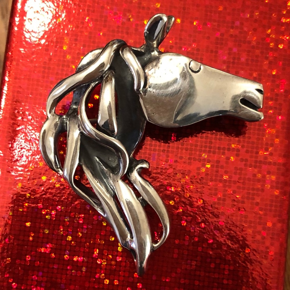 Vintage Silpada Sterling Silver Horse Head Equestrian Pin/Pendant I0653 - Picture 5 of 11